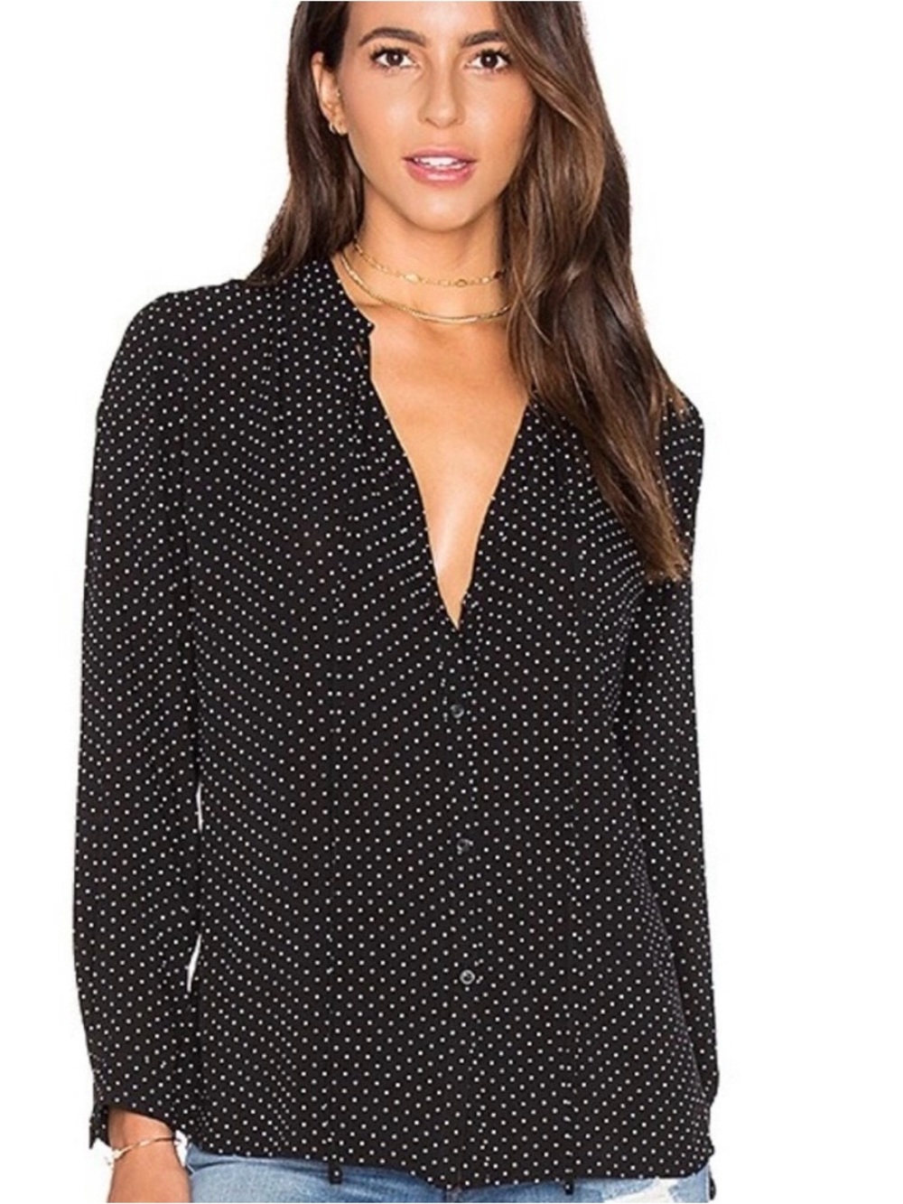 Rails Abby Black white Polka Dot Button-Down Blouse XS